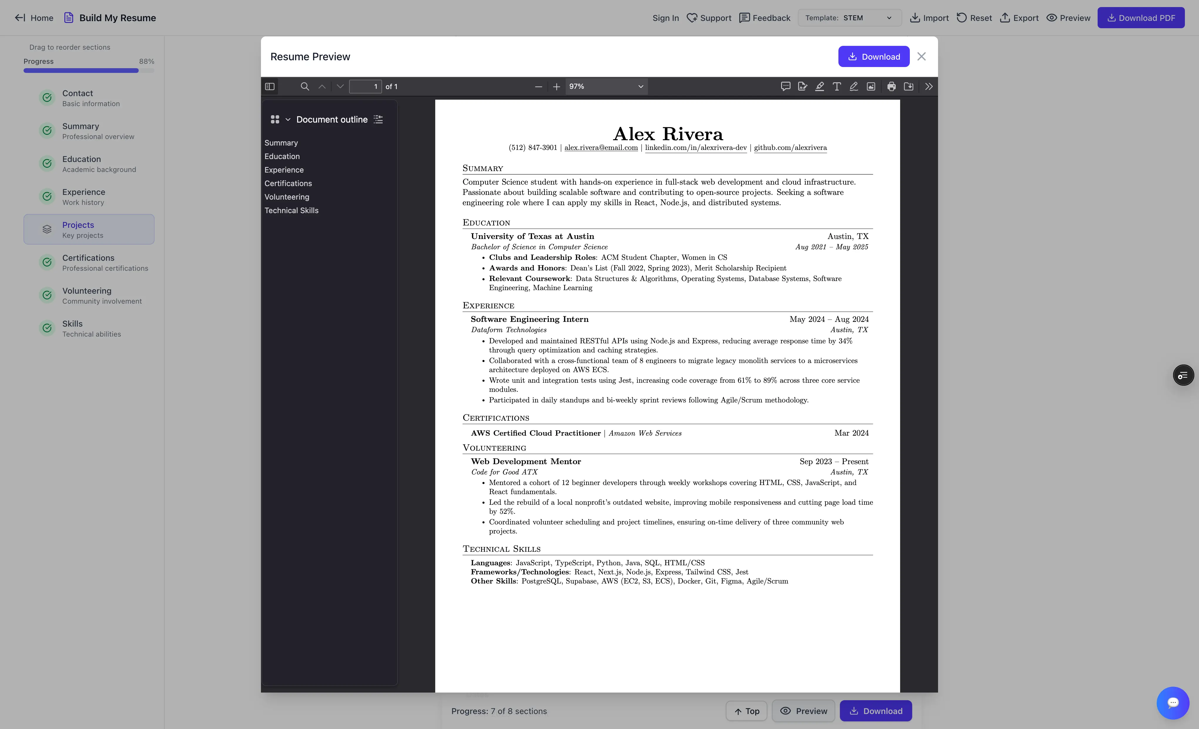 Resuzen Resume Preview Modal
